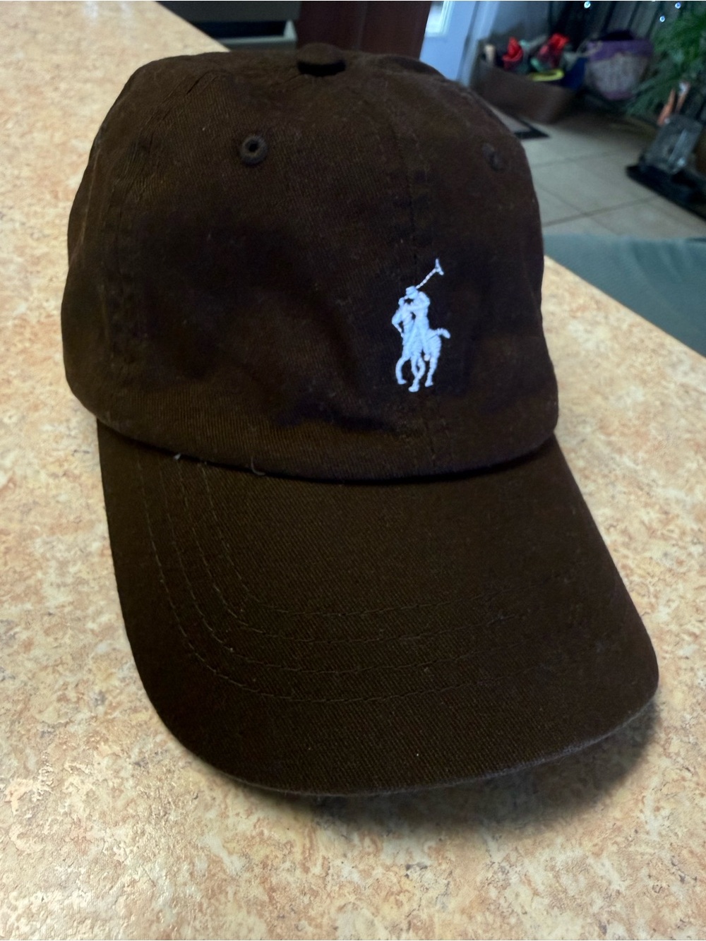 Ralph Lauren Brown Baseball Cap with White Polo Logo